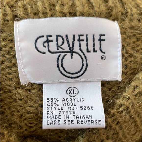 Vintage Cervelle Embroidered Wool Blend Button Up Cardigan Cottagecore Olive XL - Picture 5 of 13
